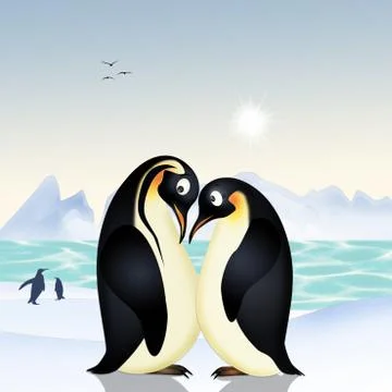Illustration of penguins couple Stock Illustration