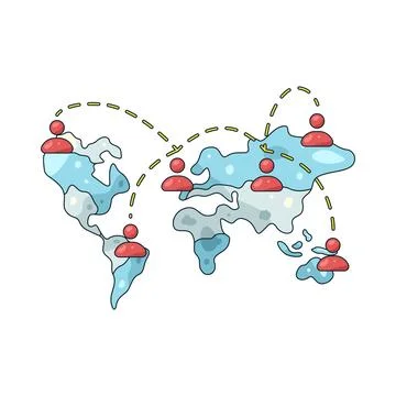 Illustration of People connected on the world map Stock Illustration