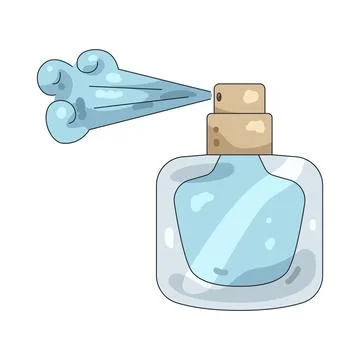 Illustration of perfume bottle spraying mist Illustrazione stock