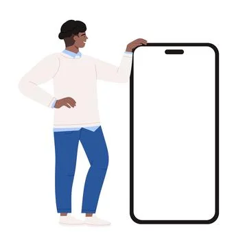 Illustration of a person using a smartphone, designed for digital media purposes Stockillustratie