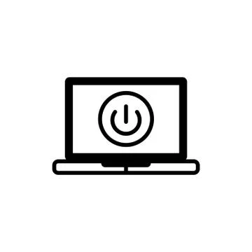 Illustration of a personal computer with an off button. Stock Illustration