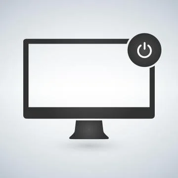 Illustration of a personal computer with power on off button. Isolated vector Stock Illustration