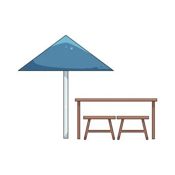 Illustration of Picnic Table with Umbrella Stock Illustration