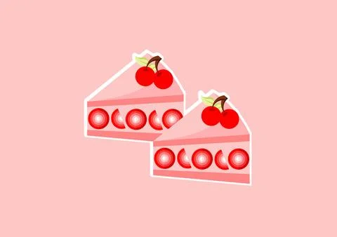 Illustration of a piece of cherry cake Stock Illustration