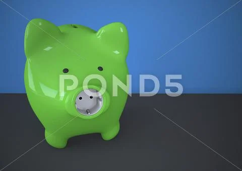 Illustration of piggybank power socket Stock Illustration