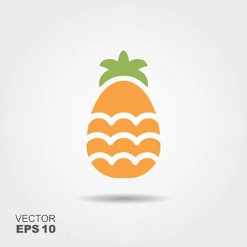 Illustration of pineapple flat icon with shadow Stock Illustration