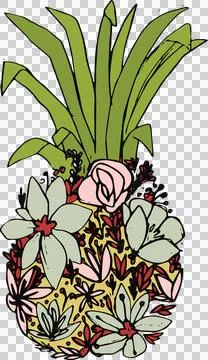 Illustration of pineapple shape flora 스톡 일러스트