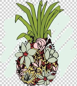 Illustration of pineapple shape flora 스톡 일러스트