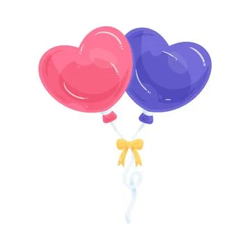 Illustration of pink and purple heart balloons Stock Illustration