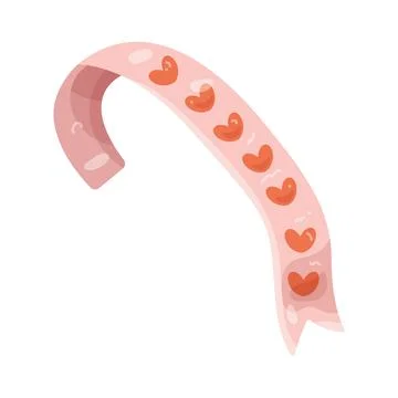 Illustration of pink heart pattern ribbon bookmark Stock Illustration