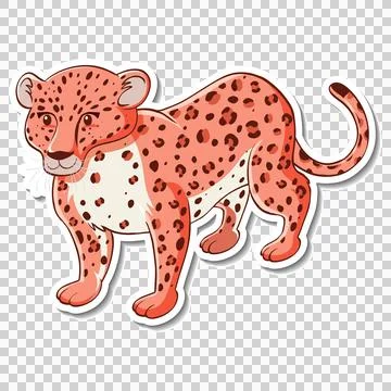 Illustration of a Pink Leopard Standing Stock Illustration
