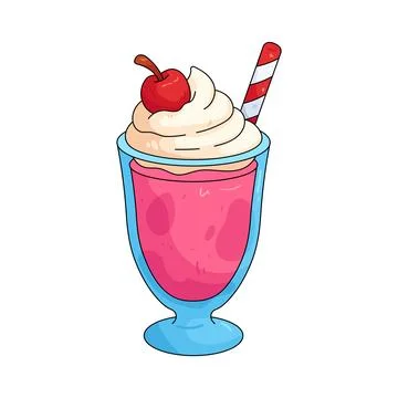 Illustration of pink milkshake with cherry 스톡 일러스트
