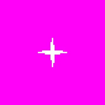 Illustration of pixel star or snowflake white on bright pink background, retro Stockillustratie
