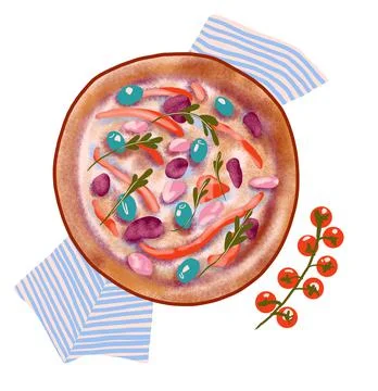 Illustration pizza sketch texture brushes Stock Illustration