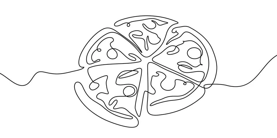 Illustration pizza vector slice icon cheese food hand drawn background sketch Stock Illustration