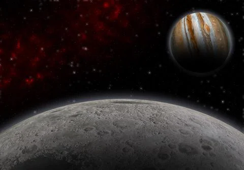 Illustration of a planet in outer space with jupiter Stock Illustration