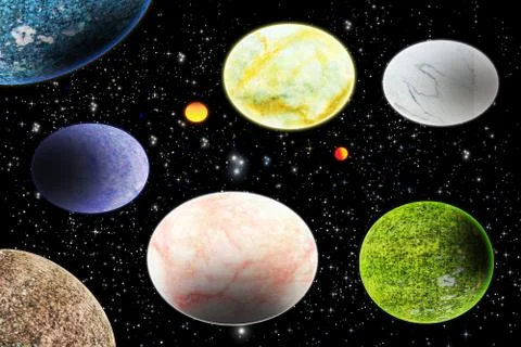 Illustration of planets outer space. Stock Illustration