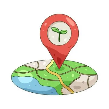 Illustration of Plant growth with a map Stock Illustration