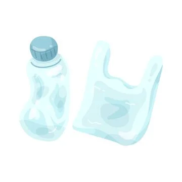 Illustration of plastic bottle and bag Stock Illustration