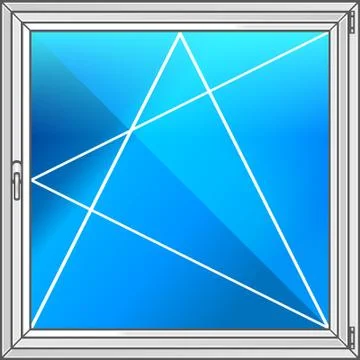 Illustration of a plastic window. Vector scheme. The design of the apartment. Ilustração Stock