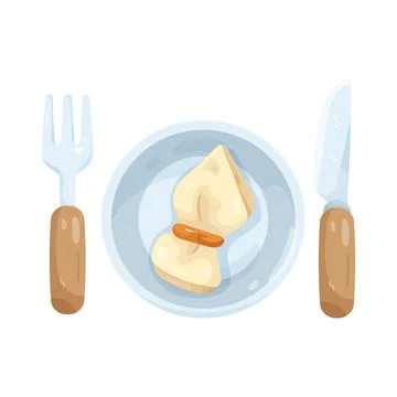 Illustration of plate with fork and knife 스톡 일러스트