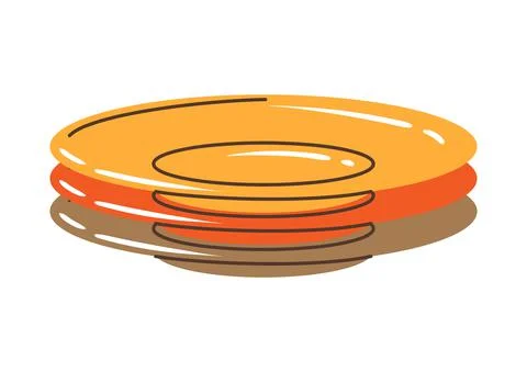 Illustration of plates stack. Stylized kitchen and restaurant utensil. 스톡 일러스트