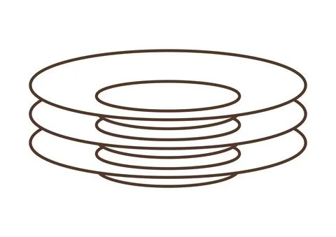 Illustration of plates stack. Stylized kitchen and restaurant utensil. 스톡 일러스트