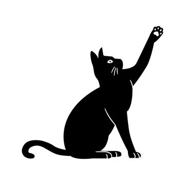Illustration of playing cat silhouette. Vector. Stock Illustration