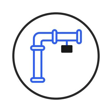 Illustration of plumbing structure inside circular frame showcasing industr.. Stock Illustration