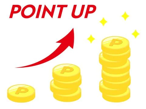 Illustration of points accumulating and increasing as coins. Concept of inc.. Illustrazione stock