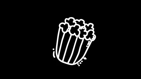 Illustration of a popcorn bucket with fluffy kernels on a black background,.. Stock Footage 320022975