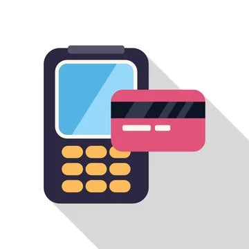 Illustration of a pos terminal processing a credit card payment 库存插图