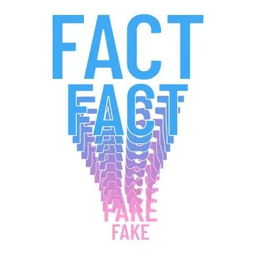 Illustration for Post Truth Concept. Fact and Fake. Stock Illustration