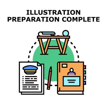 Illustration preparation process completing with documents Stockillustratie