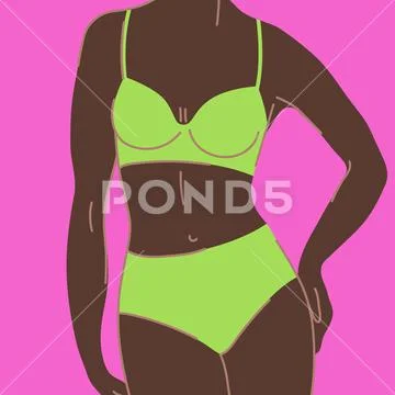 Lingerie circle poster with flat line icons of bra types, panties. Woman  underwear background, vector illustration of brassiere, bikini, swimwear.  Purple white concept for clothing store brochure Stock Vector