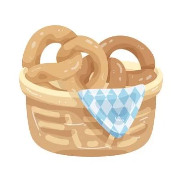 Illustration of pretzel basket Stock Illustration