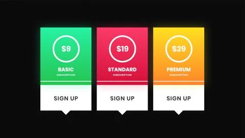 Illustration of pricing subscription plan table template, UI UX interface Stock Illustration