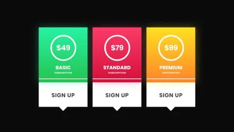 Illustration of pricing subscription plan table template, UI UX interface Stock Illustration