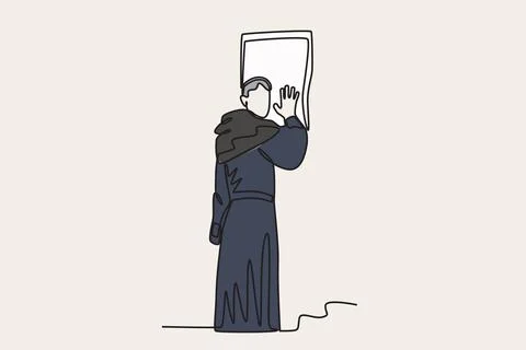 Illustration of a priest preaching the word Stock Illustration