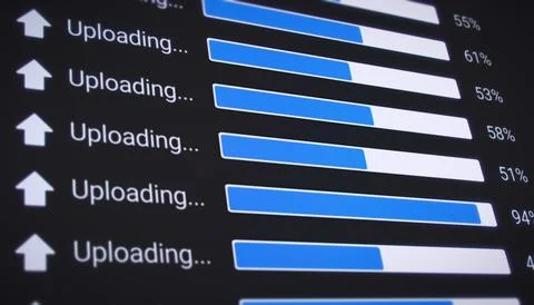 Illustration of the process of uploading multiple files. 스톡 일러스트