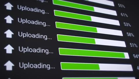 Illustration of the process of uploading multiple files. 스톡 일러스트