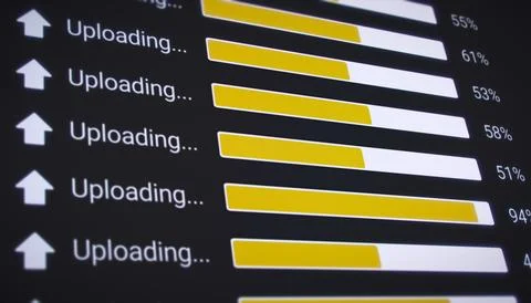 Illustration of the process of uploading multiple files. 스톡 일러스트