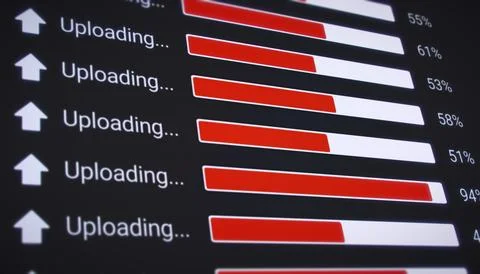 Illustration of the process of uploading multiple files. 스톡 일러스트
