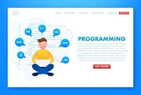 Illustration with programming for site design. Web ui design. Vector Stock Illustration