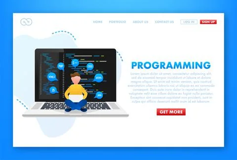 Illustration with programming for site design. Web ui design. Vector Stock Illustration