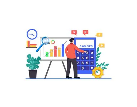 Illustration of project planning, cooperation, and workflow process concept Illustrazione stock
