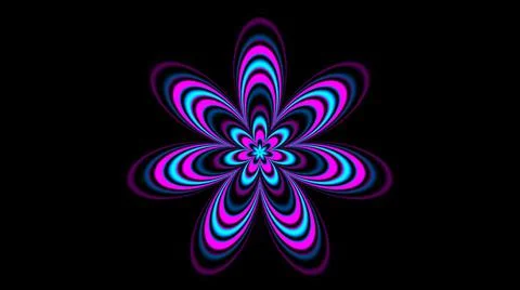 Illustration of Psychedelic flower shape over black Ilustração Stock
