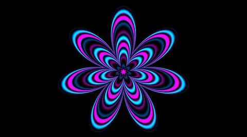 Illustration of Psychedelic flower shape over black Ilustração Stock