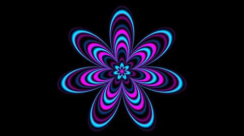 Illustration of Psychedelic flower shape over black Ilustração Stock