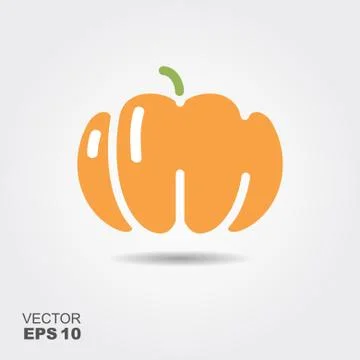 Illustration of pumpkin flat icon with shadow Stock Illustration
